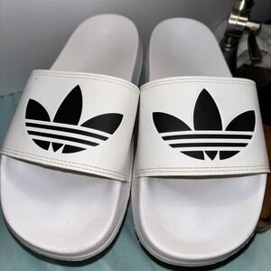 Adidas Men's Adilette Lite Slip On Slide Sandals White #FU8297 Size:8 M